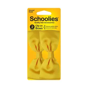Kẹp Nơ Màu Vàng, Clip On Bows, Unreal Gold, 2 Cái - SCHOOLIES