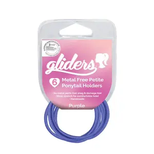 Dây Cột Tóc Màu Tím, Metal Free Petite Ponytail Holders, Purple, 6 Cái - GLIDERS