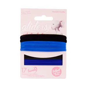 Dây Cột Tóc Nhung Màu Đen & Xanh, Velvet Soft Touch Elastics, Black & Blue, 17 Cái - GLIDERS
