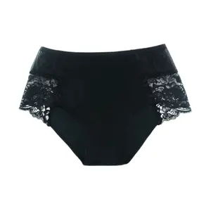 Quần Lót Nguyệt San Cạp Cao Thấm Hút Trung Bình Ban Đêm Màu Đen, Valerie, Night Use Medium Flow Period Panty, High Waist Black, Size L - EMER