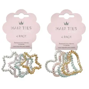 Buộc Tóc Hình Ngôi Sao/Trái Tim, Spiral Hair Ties, Heart/Star Shape, 4 Cái - UNCLE BILLS