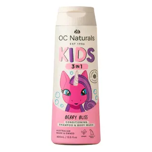 Sữa Tắm Gội Cho Trẻ Em, Kids, 3 in 1 Conditioning Shampoo & Body Wash, Berry Bliss, 13.5 fl oz (400ml) - OC NATURALS