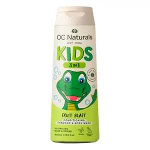 Sữa Tắm Gội Cho Trẻ Em, Kids, 3 in 1 Conditioning Shampoo & Body Wash, Fruit Blast, 13.5 fl oz (400ml) - OC NATURALS