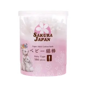 Tăm Bông Kháng Khuẩn, Paper Stick Cotton Buds Baby Type, 180 Que - SAKURA