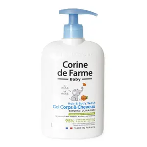 Gel Tắm Gội Cho Bé, Baby Hair & Body Wash with Plant-Based Bottle, Ultra Rich, Sensitive Skin (500ml) - CORINE DE FARME
