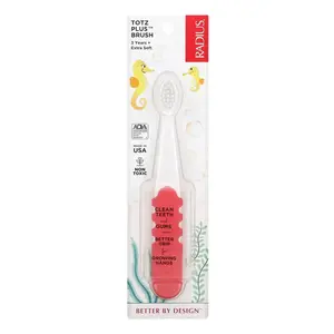 Bàn Chải Siêu Mềm Cho Bé Màu Đỏ, Totz Plus, Silky Soft Toothbrush, 3+ Tuổi - RADIUS