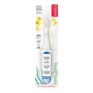 Bàn Chải Siêu Mềm Cho Bé Màu Xanh Dương, Totz Plus, Silky Soft Toothbrush, 3+ Tuổi - RADIUS