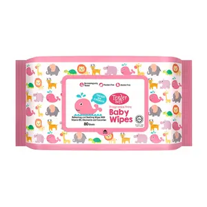 Khăn Giấy Ướt Cho Bé Chứa Vitamin B5, Hoa Cúc & Dưa Leo, Fragrance Free Baby Wipes, Refreshing & Soothing Wipes, 80 Tờ (200 x 150mm) - TENDER SOFT