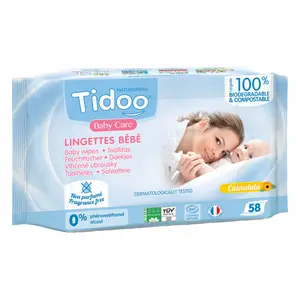 Khăn Giấy Ướt Cho Bé Không Mùi Hữu Cơ, Baby Care, Bio Baby Wipes, Fragrance Free, 58 Tờ - TIDOO
