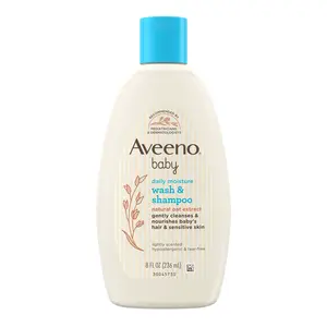 Sữa Tắm Gội Toàn Thân Cho Bé, Baby Daily Moisture Wash & Shampoo, Natural Oat Extracted, 8 fl oz (236ml) - AVEENO