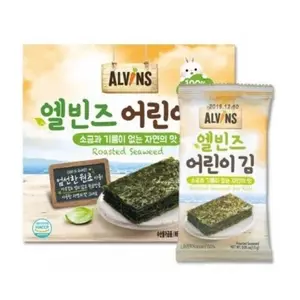 Rong Biển Cho Bé, Organic Roasted Seaweed, 9+ Tháng, 10 Gói, 0.53 oz (15g) - ALVINS