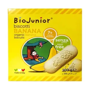 Bánh Ăn Dặm Hữu Cơ Vị Chuối, Biscotti Banana, Organic Banana Biscuits, 7+ Tháng (100g) - BIO JUNIOR