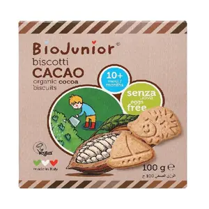 Bánh Ăn Dặm Hữu Cơ Vị Cacao, Biscotti Cacao, Organic Cocoa Biscuits, 10+ Tháng (100g) - BIO JUNIOR