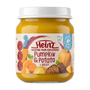 Bí Đỏ, Khoai Tây & Bò Nghiền Cho Bé, Beginner Puree, Pumpkin, Potato & Beef, 4+ Tháng (110g) - HEINZ