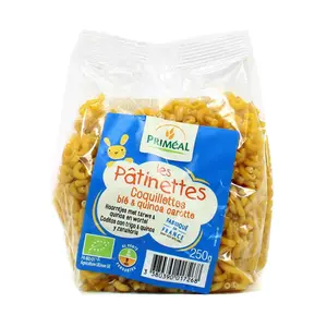 Nui Ống Hữu Cơ Cho Bé, Les Pâtinettes, Coquillettes Quinoa & Carrot (250g) - PRIMÉAL