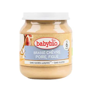 Sữa Chua Dê Hữu Cơ Cho Bé Vị Lê & Sung, Brassé Pear Fig Goat Milk, 6+ Tháng (130g) - BABYBIO