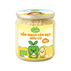 Yến Mạch Cán Dẹt Hữu Cơ Cho Bé, Baby Food, Organic Rolled Oat Flakes, 6+ Tháng (70g) - C'LAVIE