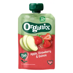Trái Cây Nghiền Hữu Cơ Vị Táo, Dâu Tây & Diêm Mạch, Bio Apple, Strawberry & Quinoa, 12+ Tháng (100g) - ORGANIX