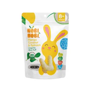 Bánh Gạo Ăn Dặm Hữu Cơ Vị Xoài, Dừa & Cải Bó Xôi, Organic Rice Puff, Mango, Coconut & Spinach (15g) - NOBI NOBI