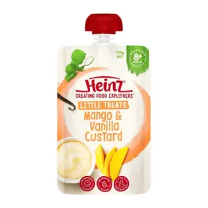 Custard Xoài & Vani Cho Bé, Little Treats, Mango & Vanilla Custard, 8+ Tháng (120g) - HEINZ