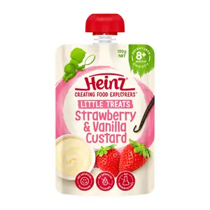Custard Dâu & Vani Cho Bé, Little Treats, Strawberry Vanilla Custard, 8+ Tháng (120g) - HEINZ