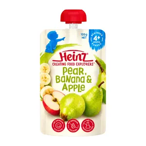Lê, Chuối & Táo Nghiền Cho Bé, Pear, Banana & Apple Puree, 4+ Tháng (120g) - HEINZ