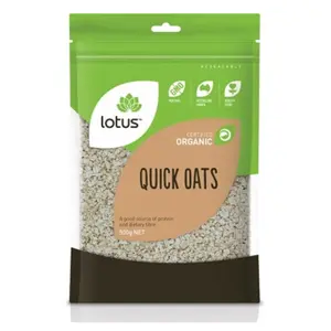 Yến Mạch Nấu Nhanh Hữu Cơ, Organic Quick Oats (500g) - LOTUS