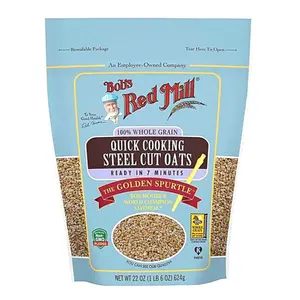 Yến Mạch Nguyên Cám Nấu Nhanh Cán Nhỏ, 100% Whole Grain Quick Cooking Steel Cut Oats, The Golden Spurtle, 22 oz (624g) - BOB'S RED MILL