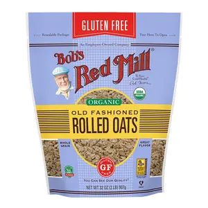 Yến Mạch Nguyên Cám Cán Dẹt Hữu Cơ, Organic Old Fashioned Rolled Oats, Gluten Free, 32 oz (907g) - BOB'S RED MILL