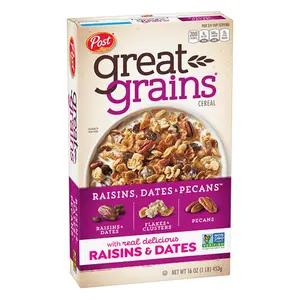 Ngũ Cốc Giòn Nho, Chà Là, Hạt Hồ Đào, Great Grains Cereal, Raisins, Dates & Pecans, 16 oz (453g) - POST