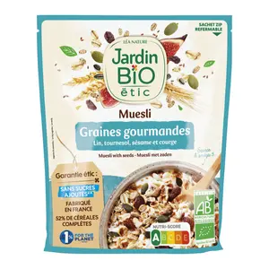 Hỗn Hợp Ngũ Cốc, Hạt & Nho Khô, Muesli with Seeds, No Sugar (375g) - JARDIN BIO