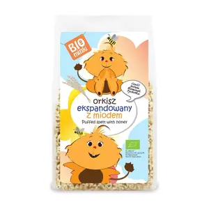 Bỏng Lúa Mì Mật Ong Hữu Cơ, Orkisz Ekspandowany z Miodem, Puffed Spelt with Honey (210g) - BIOMINKI