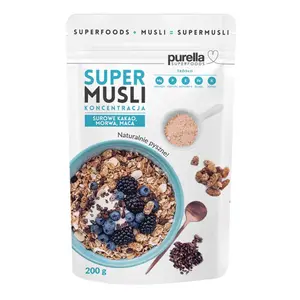Ngũ Cốc Trái Cây Tăng Sự Tập Trung, Super Musli Concentration, Raw Cocoa, Mulberry, Maca (200g) - PURELLA