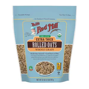 Yến Mạch Nguyên Cám Cán Dày Hữu Cơ, Organic Extra Thick Rolled Oats, Whole Grain, 32 oz (907g) - BOB'S RED MILL