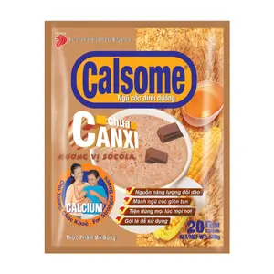 Ngũ Cốc Dinh Dưỡng Chứa Canxi Vị Socola, Nutritious Cereal Drink with Calcium, Chocolate, 20 Gói (500g) - CALSOME