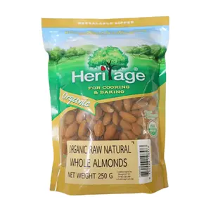 Hạnh Nhân Nguyên Hạt Hữu Cơ, Organic Raw Natural Whole Almonds (250g) - HERITAGE