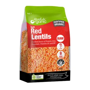 Đậu Lăng Đỏ Hữu Cơ, Raw Split Red Lentils (400g) - ABSOLUTE ORGANIC