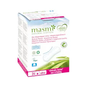 Băng Vệ Sinh Hàng Ngày Siêu Mỏng Hữu Cơ, Organic Panty Liners, Daily Ultra-Thin, 24 Miếng - MASMI