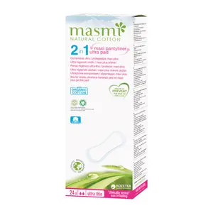 Băng Vệ Sinh Hữu Cơ, Organic 2 in 1 Maxi Pantyliners Ultra Pad, 24 Miếng - MASMI
