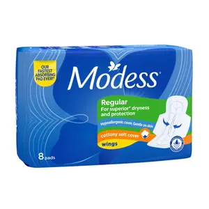 Băng Vệ Sinh Có Cánh, Sanitary Pads, Regular with Wings, 8 Miếng (23cm) - MODESS