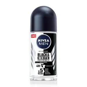 Lăn Khử Mùi Nam, Men, Anti-Perspirant 5 in 1, Black & White Invisible, Original (50ml) - NIVEA