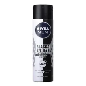 Xịt Khử Mùi Nam, Men, Anti-Perspirant 5 in 1 Spray, Black & White Invisible, Original (150ml) - NIVEA