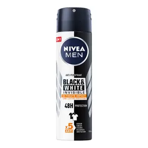 Xịt Khử Mùi Nam, Men, Anti-Perspirant 5 in 1 Spray, Black & White Invisible, Ultimate Impact (150ml) - NIVEA