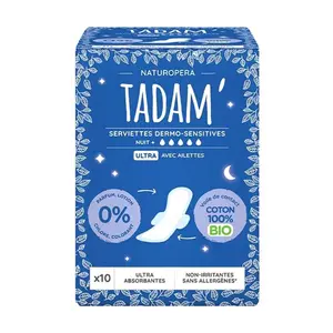 Băng Vệ Sinh Ban Đêm Hữu Cơ, Bio Dermo-Sensitive Ultra Night Sanitary Pads, 10 Miếng - TADAM'