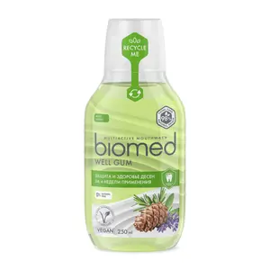 Nước Súc Miệng Thảo Mộc Bạc Hà Chăm Sóc Nướu, Multiactive Mouthwash, Well Gum, Mint Herbs (250ml) - BIOMED