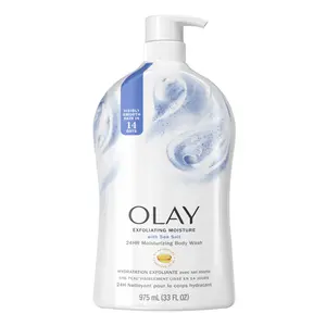 Sữa Tắm Tẩy Tế Bào Chết Muối Biển, 24H Moisturizing Body Wash, Exfoliating Moisture with Sea Salt, 33 fl oz (975ml) - OLAY