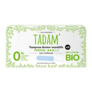 Tampon Hữu Cơ, Bio Tampons Dermo-Sensitifs, Normal, 16 Cái - TADAM'