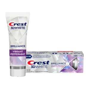 Kem Đánh Răng Trắng Răng, Brilliance, 3D White Fluoride Anticavity Toothpaste, Vibrant Peppermint, 4.6 oz (130g) - CREST