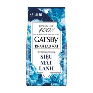 Khăn Lau Mặt Siêu Mát Lạnh, Facial Wipes, Ice Type T, 42 Tờ - GATSBY