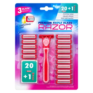Dao Cạo Cho Nữ 3 Lưỡi, Premium Triple Blade Razor for Women, 20 Đầu Dao & 1 Cán - UNCLE BILLS